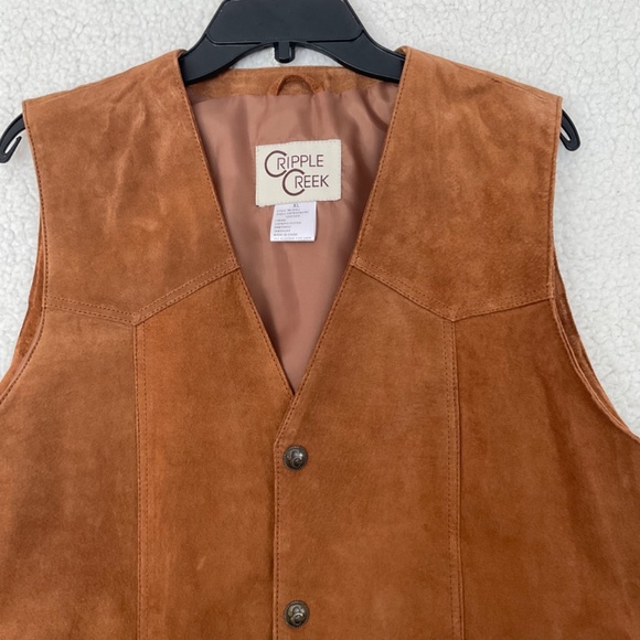 Cripple Creek Men's Cognac Suede Leather Vest XL NWT - Picture 7 of 16